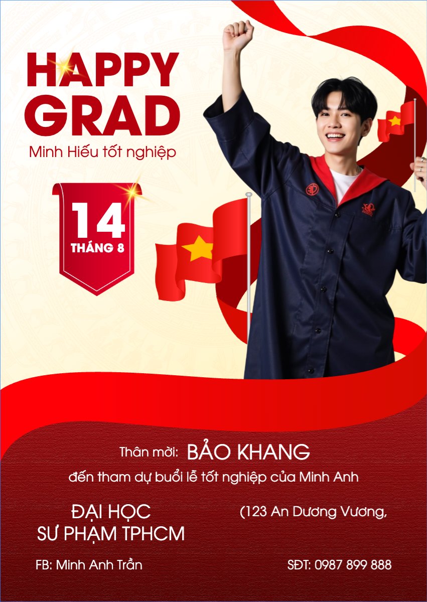 Mẫu Thư mời Tốt nghiệp, kỉ yếu, Graduation, yearbook, hiện đại, sang trọng, modern, Việt Nam — LayerPic
