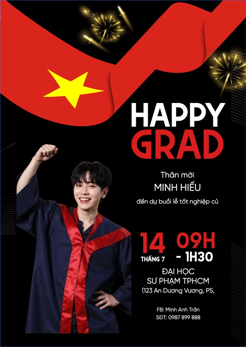 Mẫu Thư mời Tốt nghiệp, kỉ yếu, Graduation, yearbook, hiện đại, sang trọng, modern, Việt Nam — LayerPic