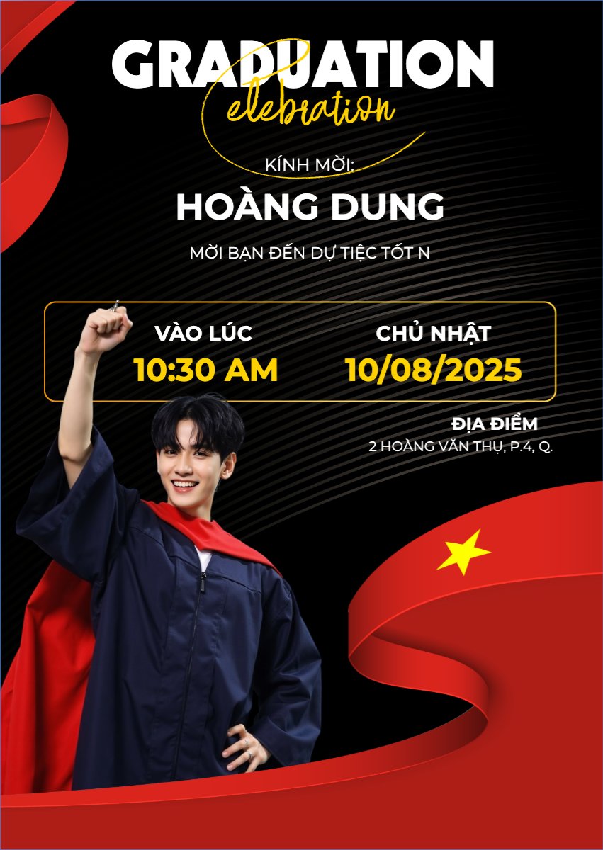 Mẫu Thư mời Tốt nghiệp, kỉ yếu, Graduation, yearbook, hiện đại, sang trọng, modern, Việt Nam — LayerPic