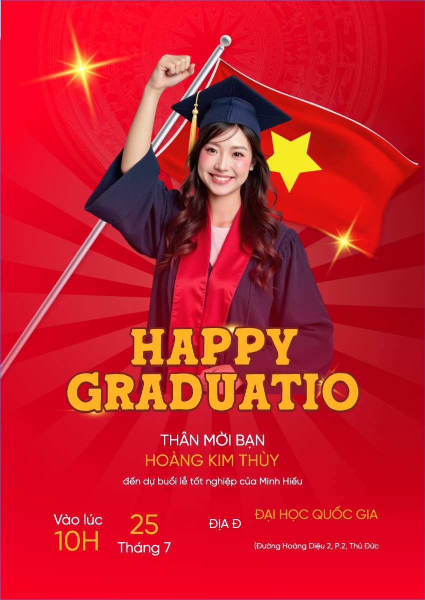 Mẫu Thư mời Tốt nghiệp, kỉ yếu, Graduation, yearbook, hiện đại, sang trọng, modern, Việt Nam — LayerPic