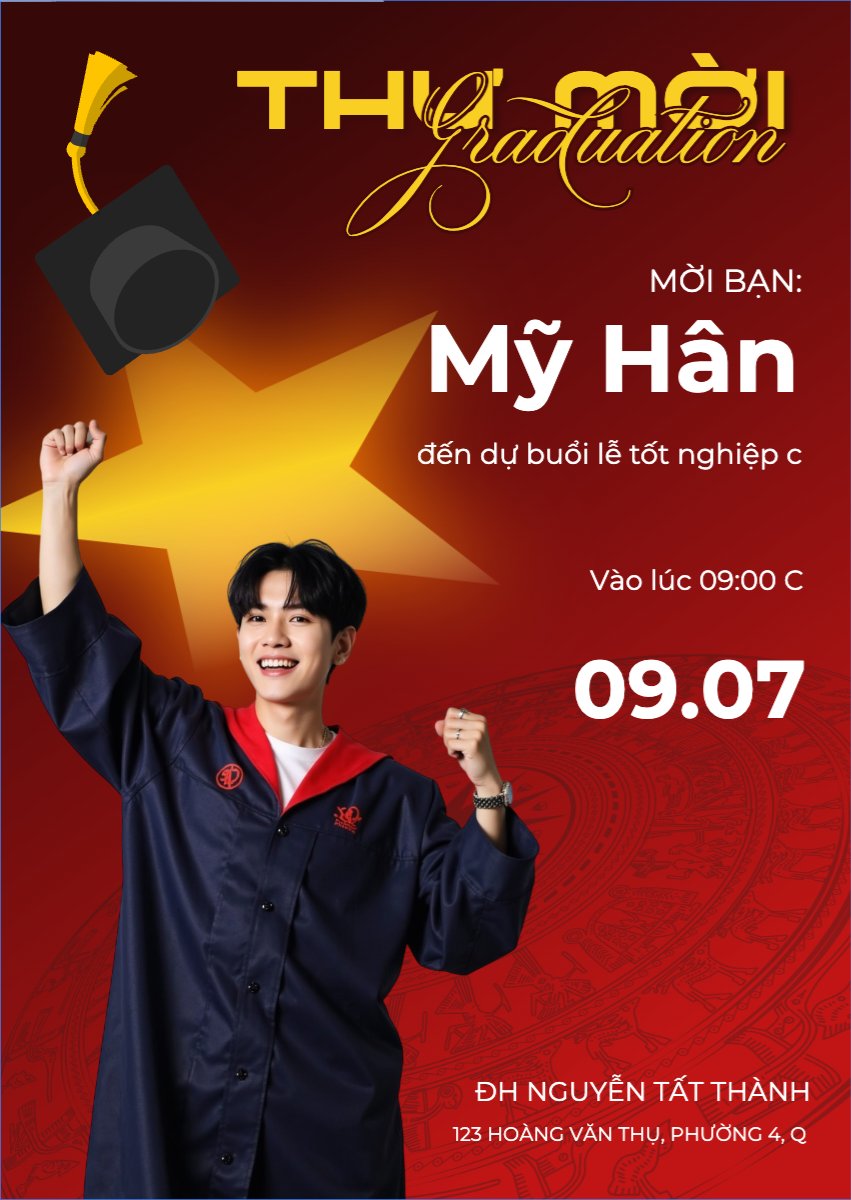 Mẫu Thư mời Tốt nghiệp, kỉ yếu, Graduation, yearbook, hiện đại, sang trọng, modern, Việt Nam — LayerPic