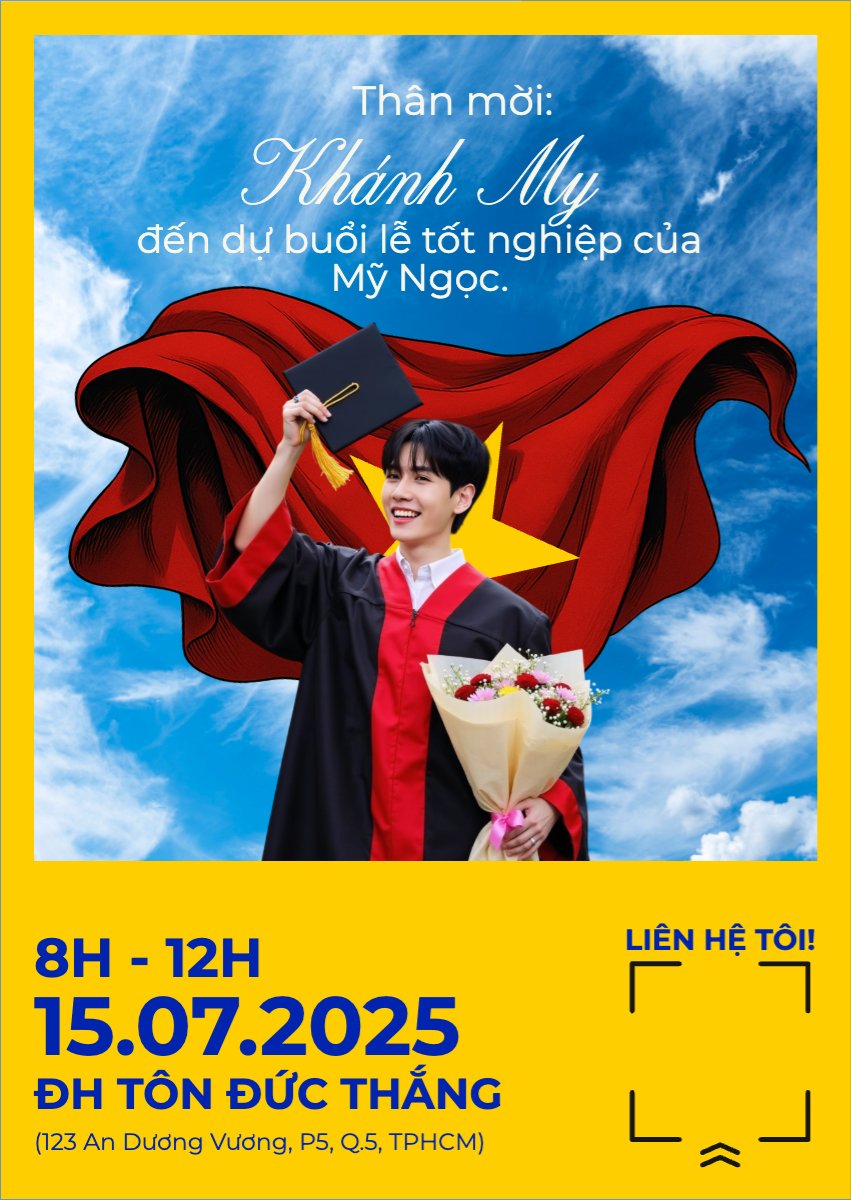 Mẫu Thư mời Tốt nghiệp, kỉ yếu, Graduation, yearbook, hiện đại, sang trọng, modern, Việt Nam — LayerPic