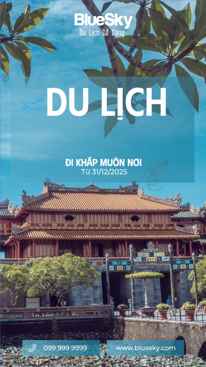Mẫu Bài post MXH (9:16) Du lịch, travel, tourism, trải nghiệm, khám phá — LayerPic