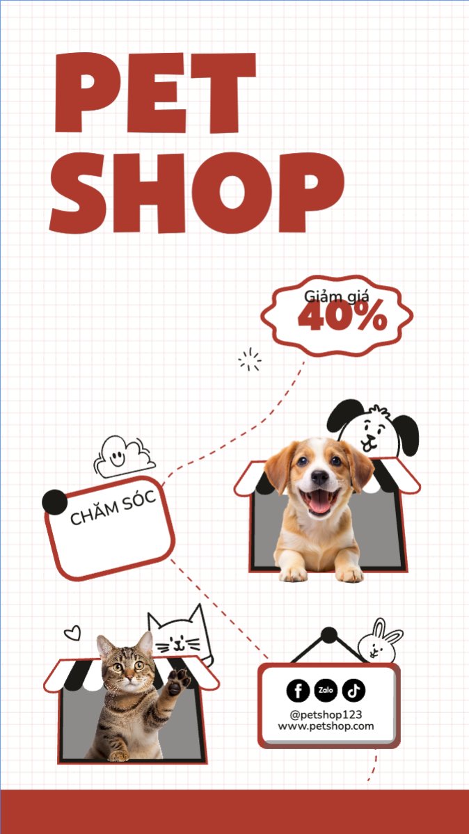 Mẫu Bài post MXH (9:16) Giảm giá, sale, pet, thú cưng, thú nuôi, động vật, animal — LayerPic