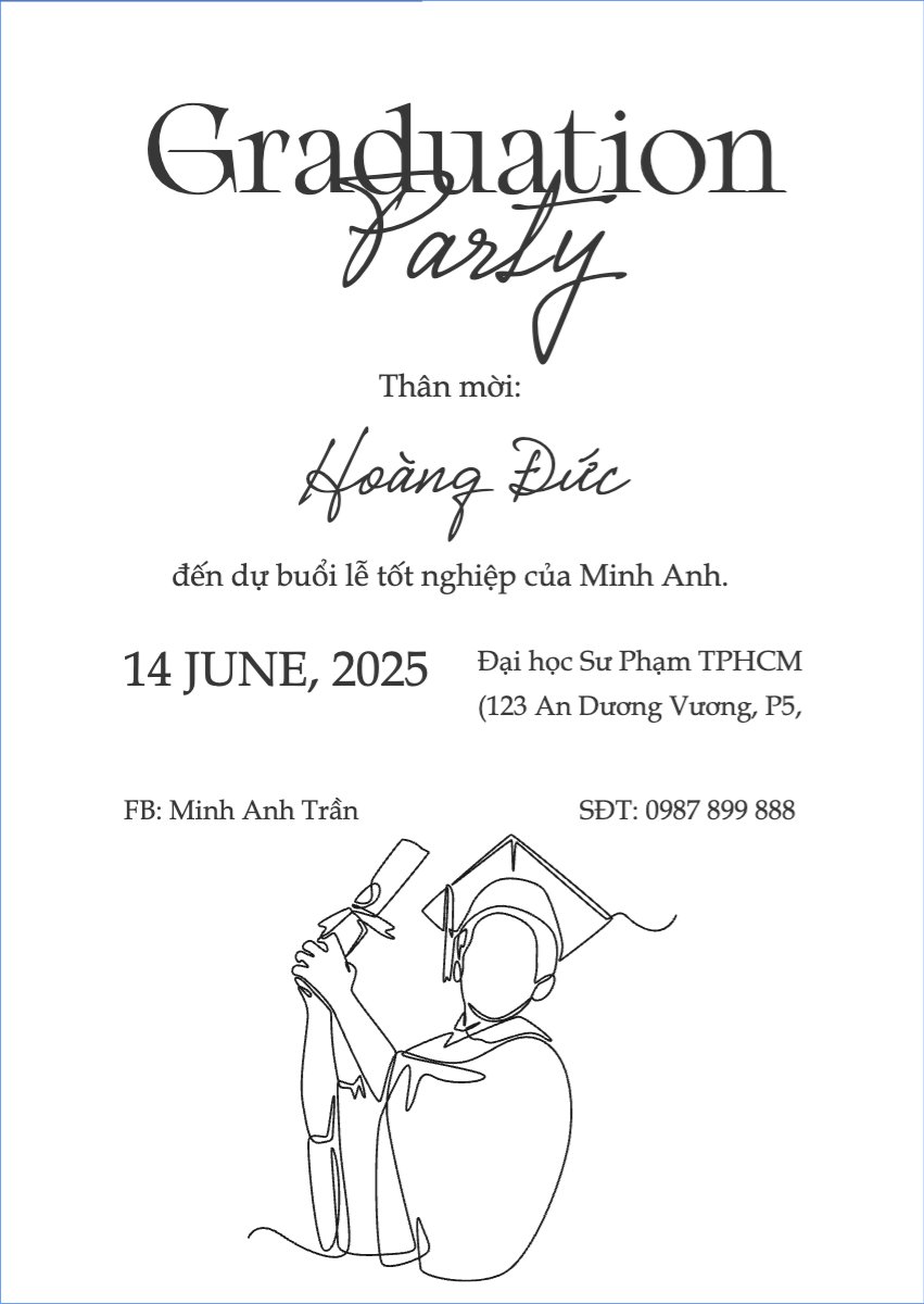 Mẫu Thư mời Tốt nghiệp, kỉ yếu, Graduation, yearbook, đơn giản, simple, minimalist, tối giản — LayerPic