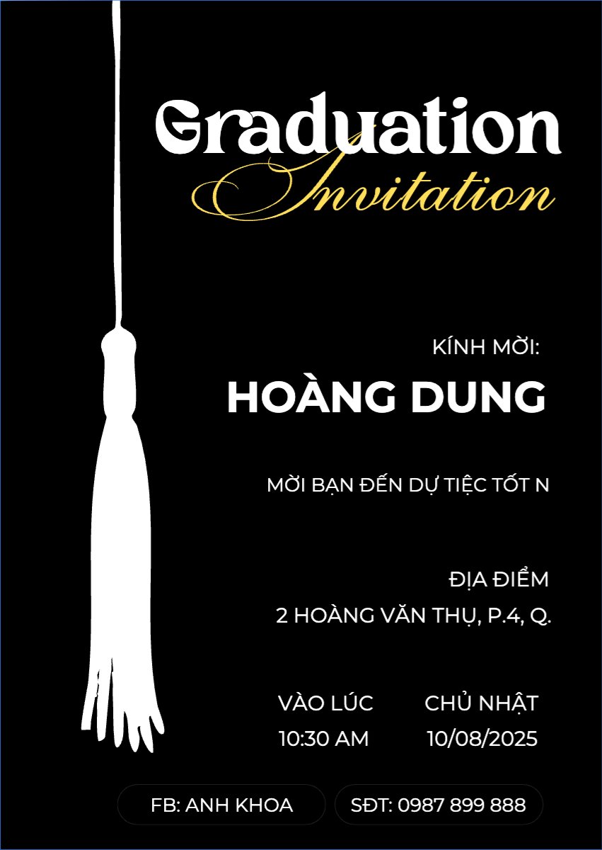Mẫu Thư mời Tốt nghiệp, kỉ yếu, Graduation, yearbook, đơn giản, simple, minimalist, tối giản — LayerPic