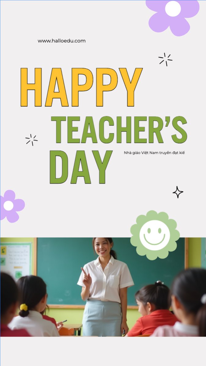 Mẫu Bài post MXH (9:16) Nhà giáo Việt Nam, teacher's day, giáo dục, education, school, trường học — LayerPic