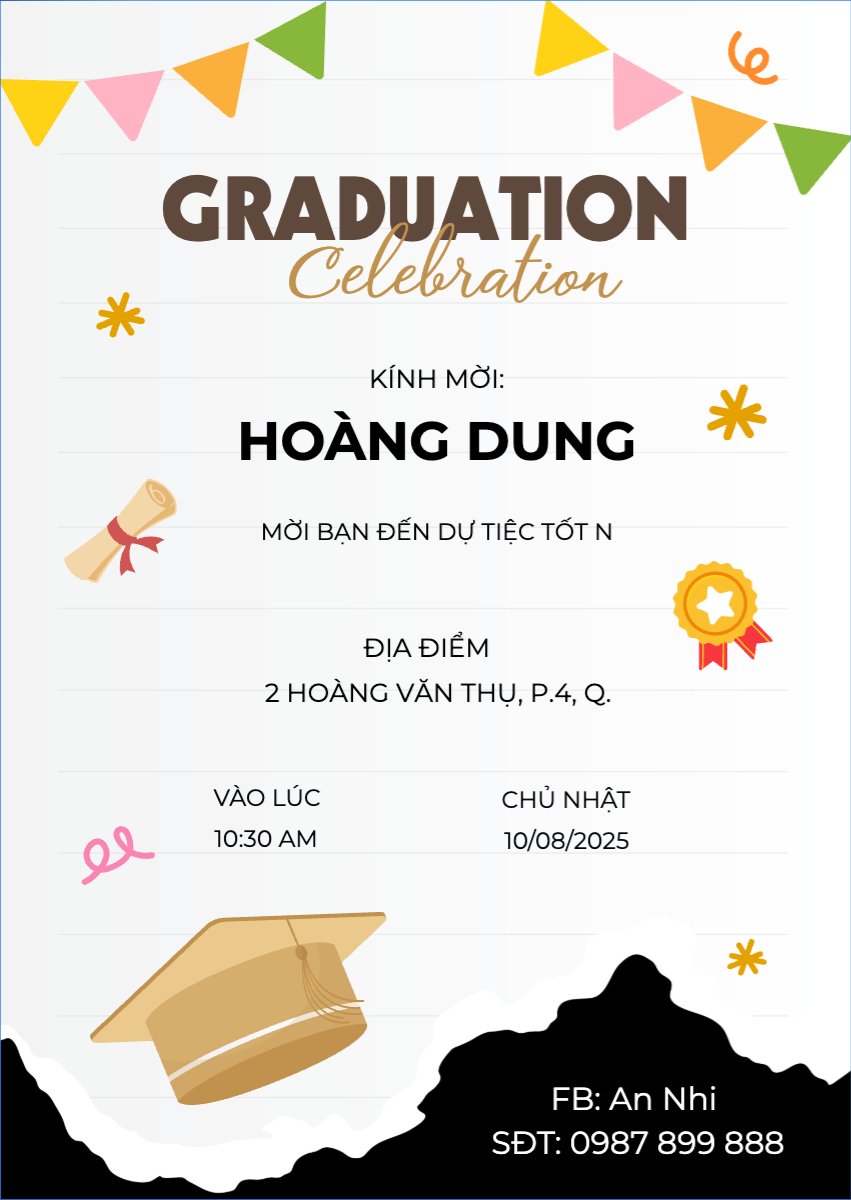 Mẫu Thư mời Tốt nghiệp, kỉ yếu, Graduation, yearbook, đơn giản, simple, minimalist, tối giản — LayerPic