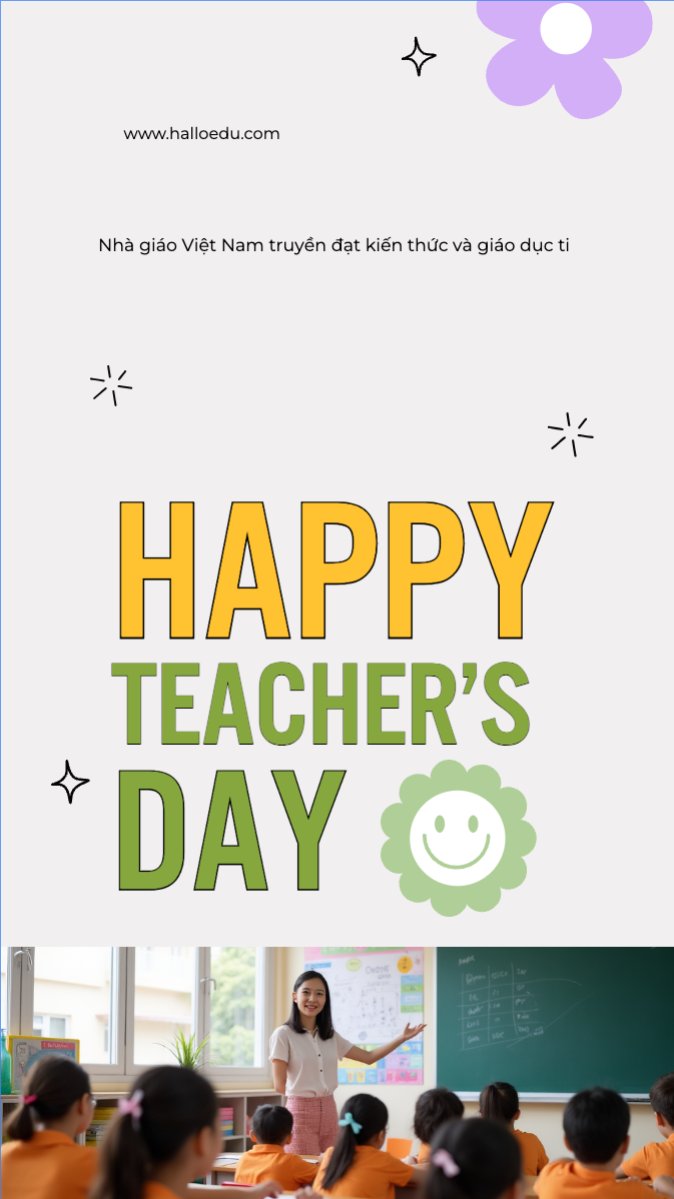 Mẫu Bài post MXH (9:16) Nhà giáo Việt Nam, teacher's day, giáo dục, education, school, trường học — LayerPic