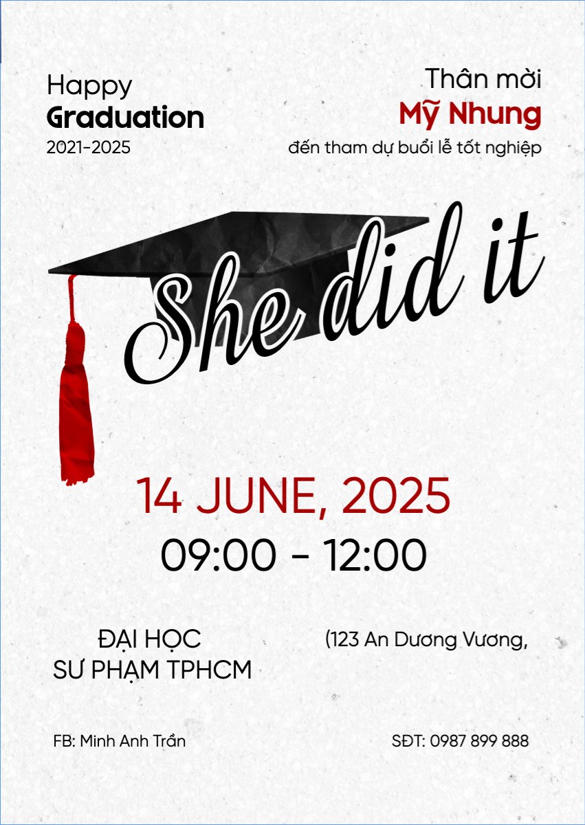Mẫu Thư mời Tốt nghiệp, kỉ yếu, Graduation, yearbook, đơn giản, simple, minimalist, tối giản — LayerPic