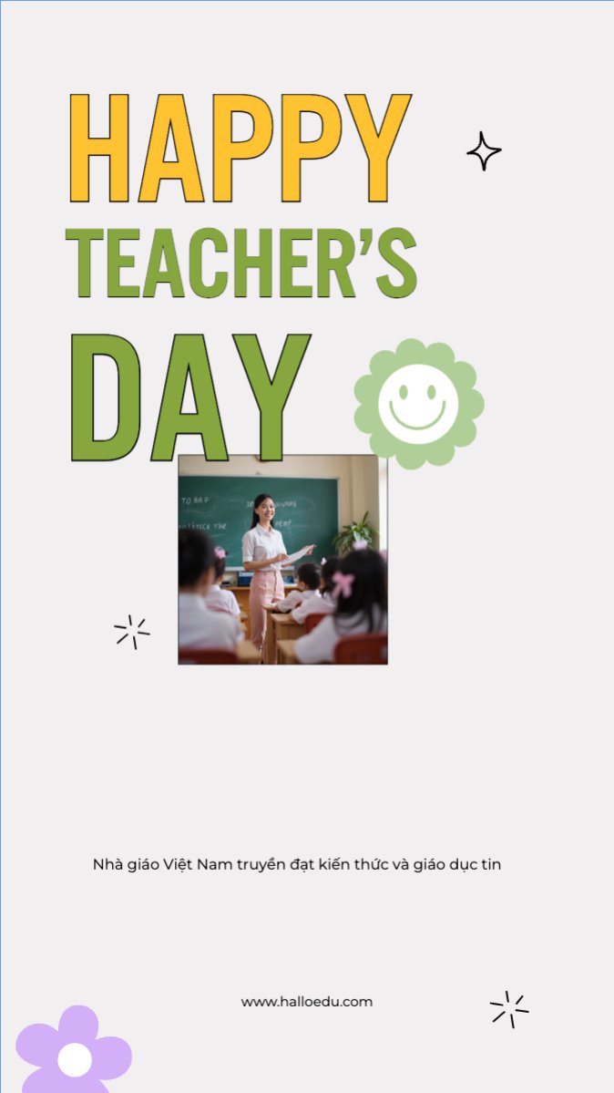 Mẫu Bài post MXH (9:16) Nhà giáo Việt Nam, teacher's day, giáo dục, education, school, trường học — LayerPic