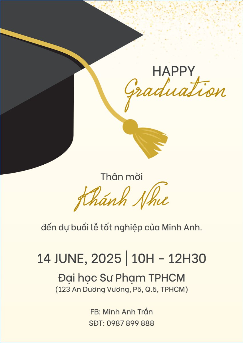 Mẫu Thư mời Tốt nghiệp, kỉ yếu, Graduation, yearbook, đơn giản, simple, minimalist, tối giản — LayerPic