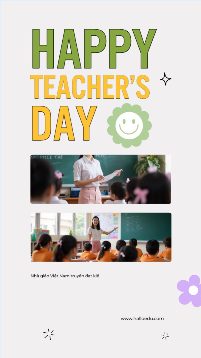 Mẫu Bài post MXH (9:16) Nhà giáo Việt Nam, teacher's day, giáo dục, education, school, trường học — LayerPic