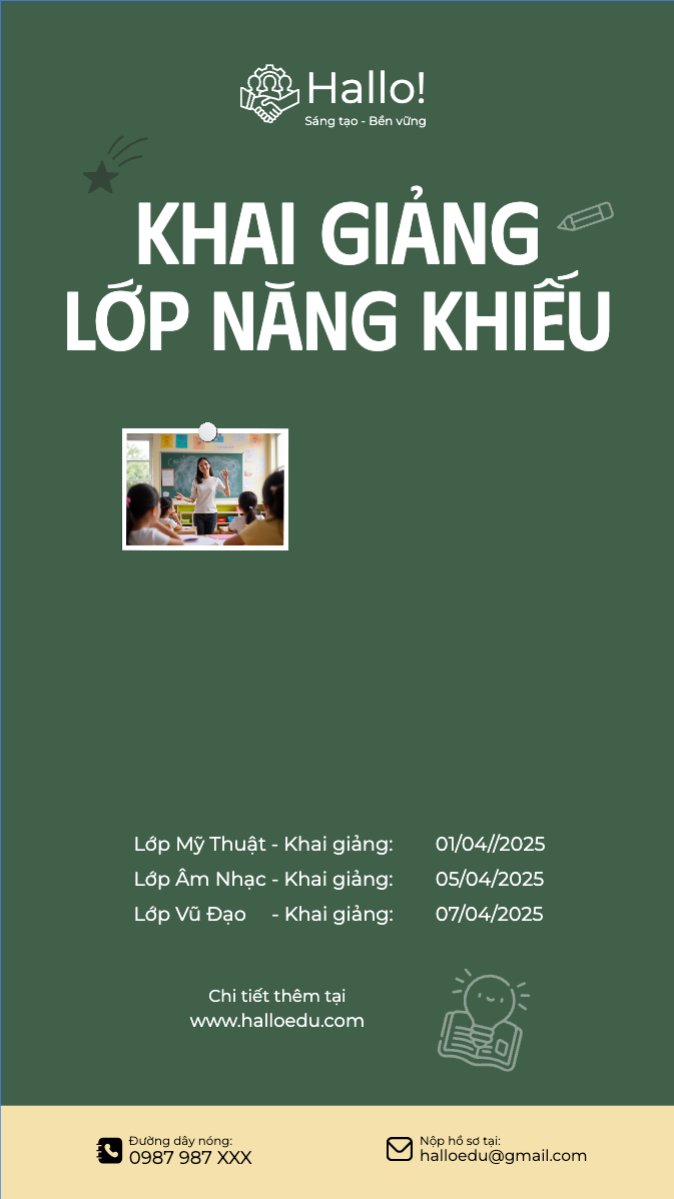 Mẫu Bài post MXH (9:16) Khai giảng, tuyển sinh, giáo dục, education, school, trường học — LayerPic
