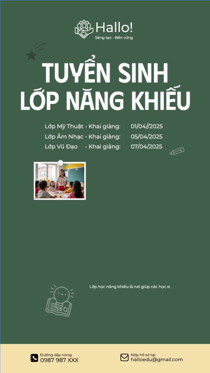 Mẫu Bài post MXH (9:16) Khai giảng, tuyển sinh, giáo dục, education, school, trường học — LayerPic