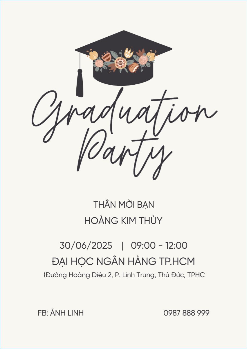 Mẫu Thư mời Tốt nghiệp, kỉ yếu, Graduation, yearbook, đơn giản, simple, minimalist, tối giản — LayerPic