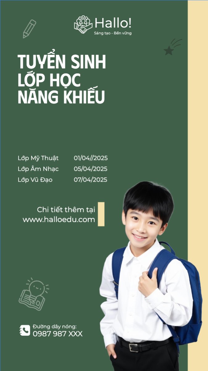 Mẫu Bài post MXH (9:16) Khai giảng, tuyển sinh, giáo dục, education, school, trường học — LayerPic