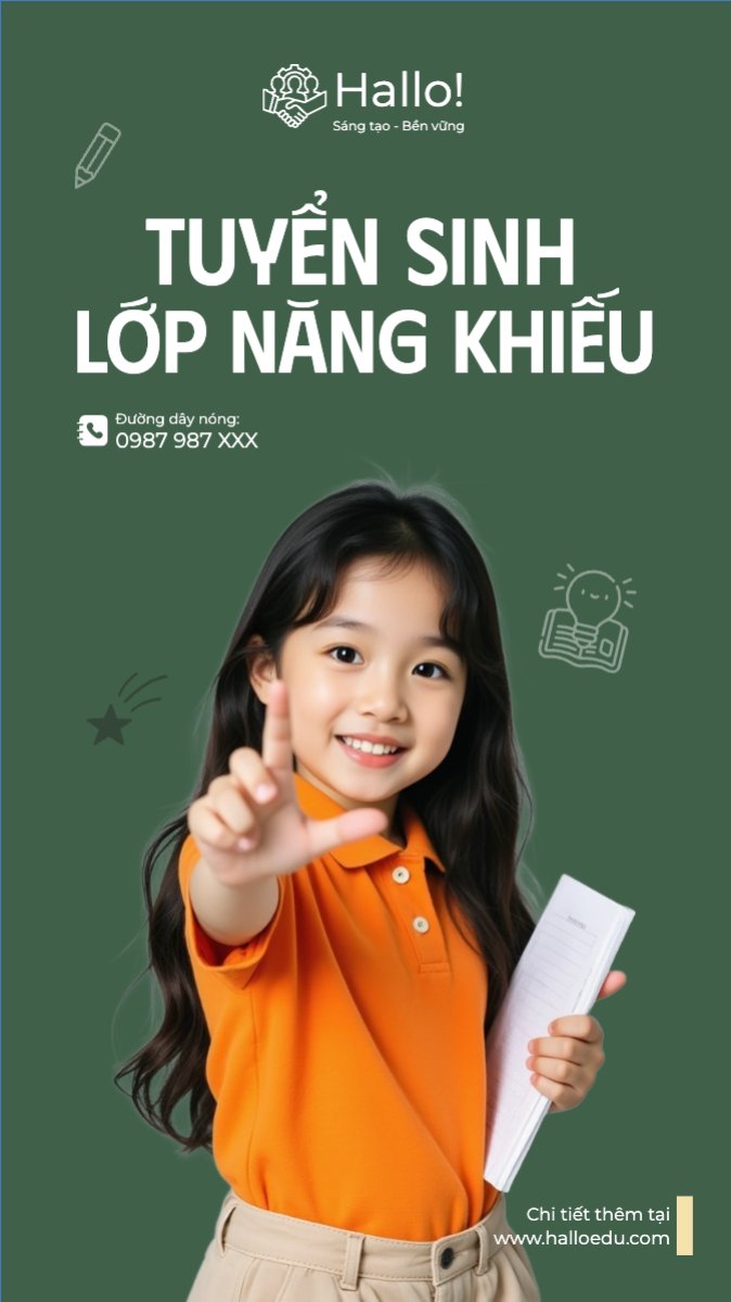 Mẫu Bài post MXH (9:16) Khai giảng, tuyển sinh, giáo dục, education, school, trường học — LayerPic