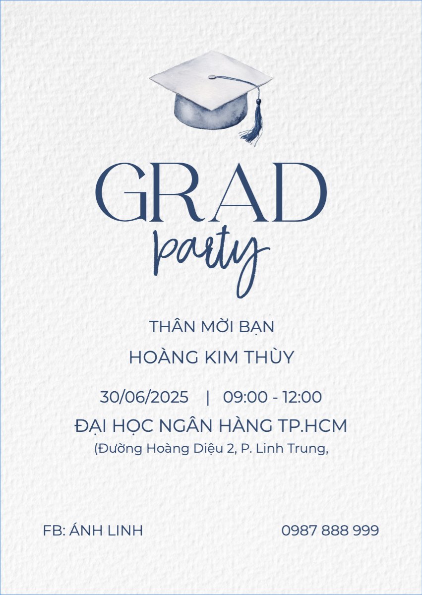 Mẫu Thư mời Tốt nghiệp, kỉ yếu, Graduation, yearbook, đơn giản, simple, minimalist, tối giản — LayerPic