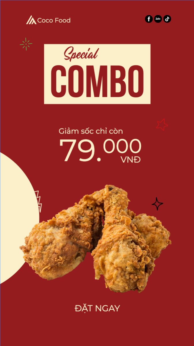 Mẫu Bài post MXH (9:16) Giảm giá, sale, đồ ăn, food, thực phẩm, ẩm thực, món ăn, F&B, thức ăn — LayerPic