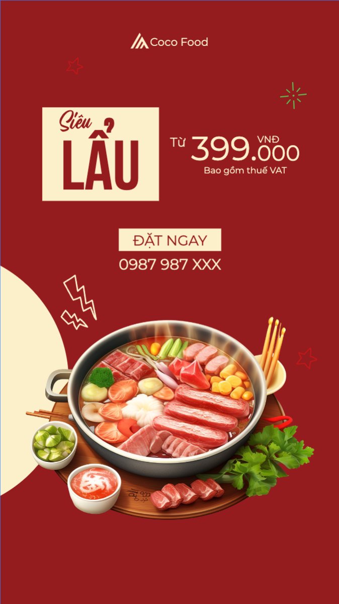 Mẫu Bài post MXH (9:16) Giảm giá, sale, đồ ăn, food, thực phẩm, ẩm thực, món ăn, F&B, thức ăn — LayerPic