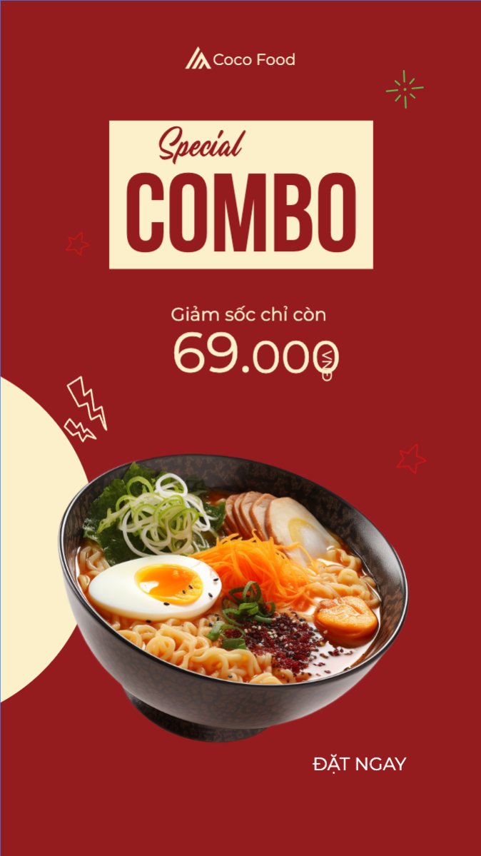 Mẫu Bài post MXH (9:16) Giảm giá, sale, đồ ăn, food, thực phẩm, ẩm thực, món ăn, F&B, thức ăn — LayerPic
