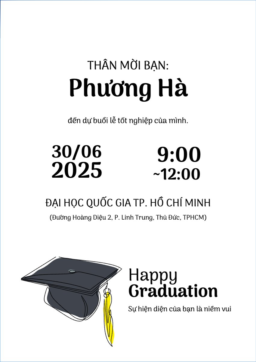 Mẫu Thư mời Tốt nghiệp, kỉ yếu, Graduation, yearbook, đơn giản, simple, minimalist, tối giản — LayerPic