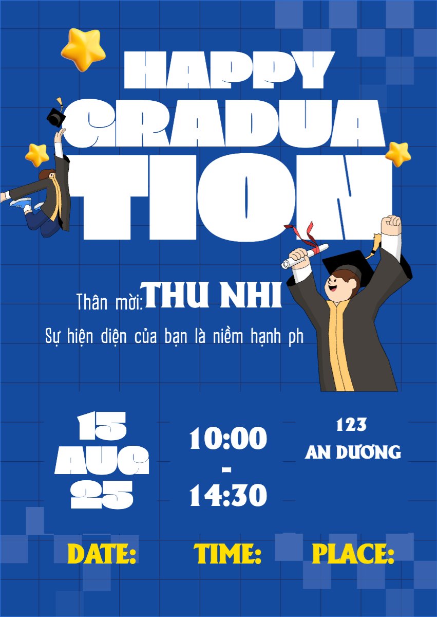 Mẫu Thư mời Tốt nghiệp, kỉ yếu, Graduation, yearbook, hiện đại, sang trọng, modern, y2k — LayerPic