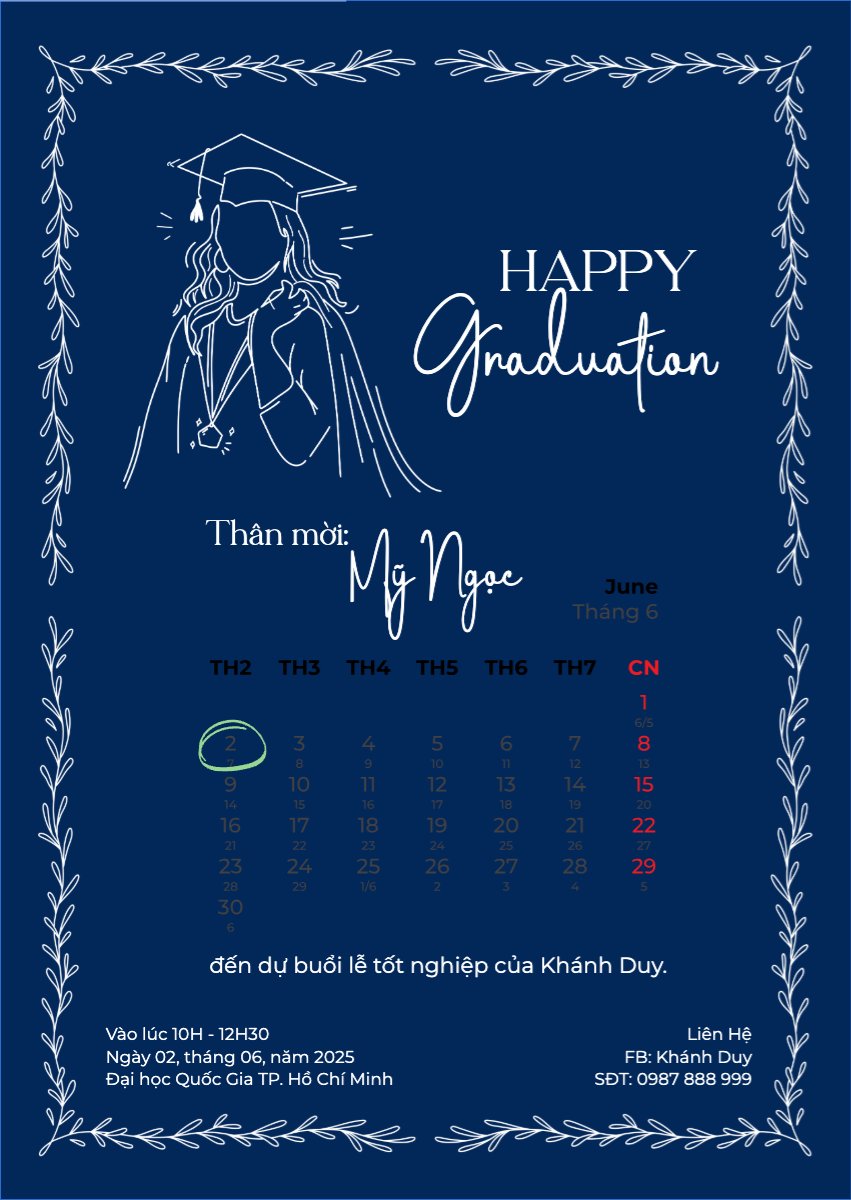 Mẫu Thư mời Tốt nghiệp, kỉ yếu, Graduation, yearbook, đơn giản, simple, minimalist, tối giản — LayerPic