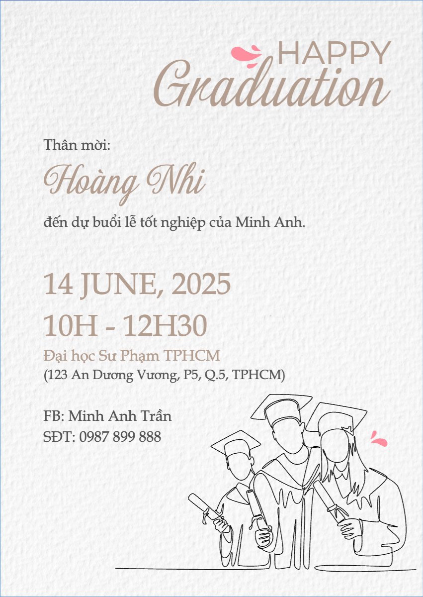 Mẫu Thư mời Tốt nghiệp, kỉ yếu, Graduation, yearbook, đơn giản, simple, minimalist, tối giản — LayerPic