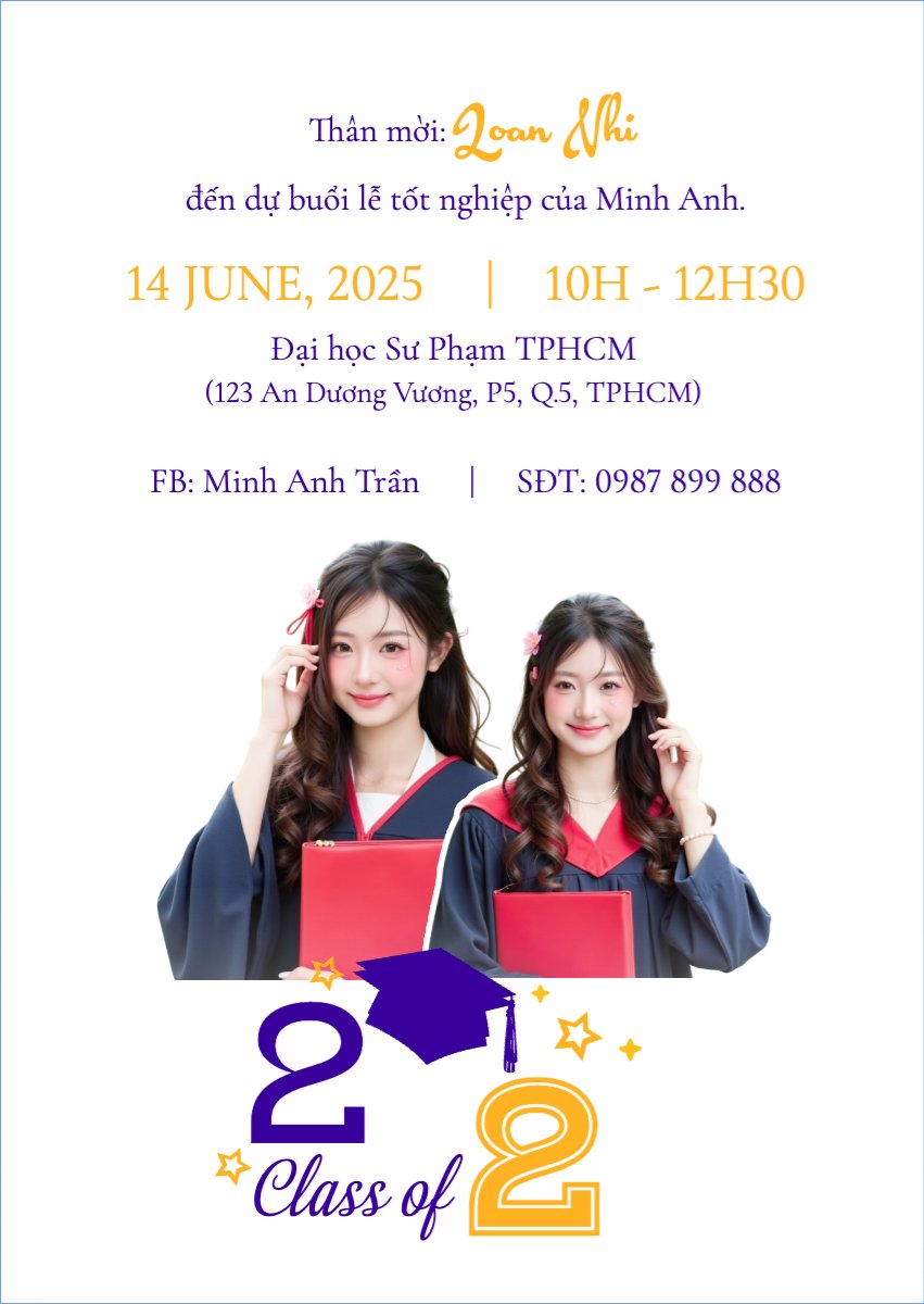Mẫu Thư mời Tốt nghiệp, kỉ yếu, Graduation, yearbook, hiện đại, sang trọng, modern — LayerPic