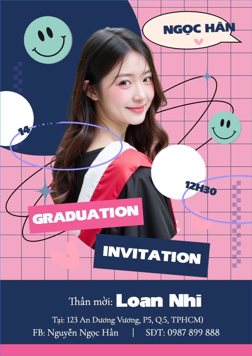 Mẫu Thư mời Tốt nghiệp, kỉ yếu, Graduation, yearbook, y2k, cổ điển, vintage, retro, classic — LayerPic