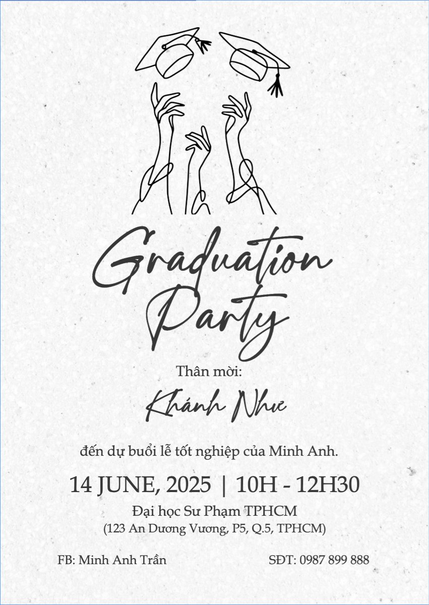 Mẫu Thư mời Tốt nghiệp, kỉ yếu, Graduation, yearbook, đơn giản, simple, minimalist, tối giản — LayerPic