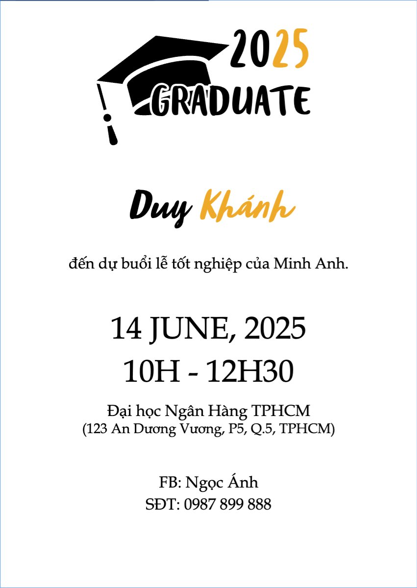 Mẫu Thư mời Tốt nghiệp, kỉ yếu, Graduation, yearbook, đơn giản, simple, minimalist, tối giản — LayerPic