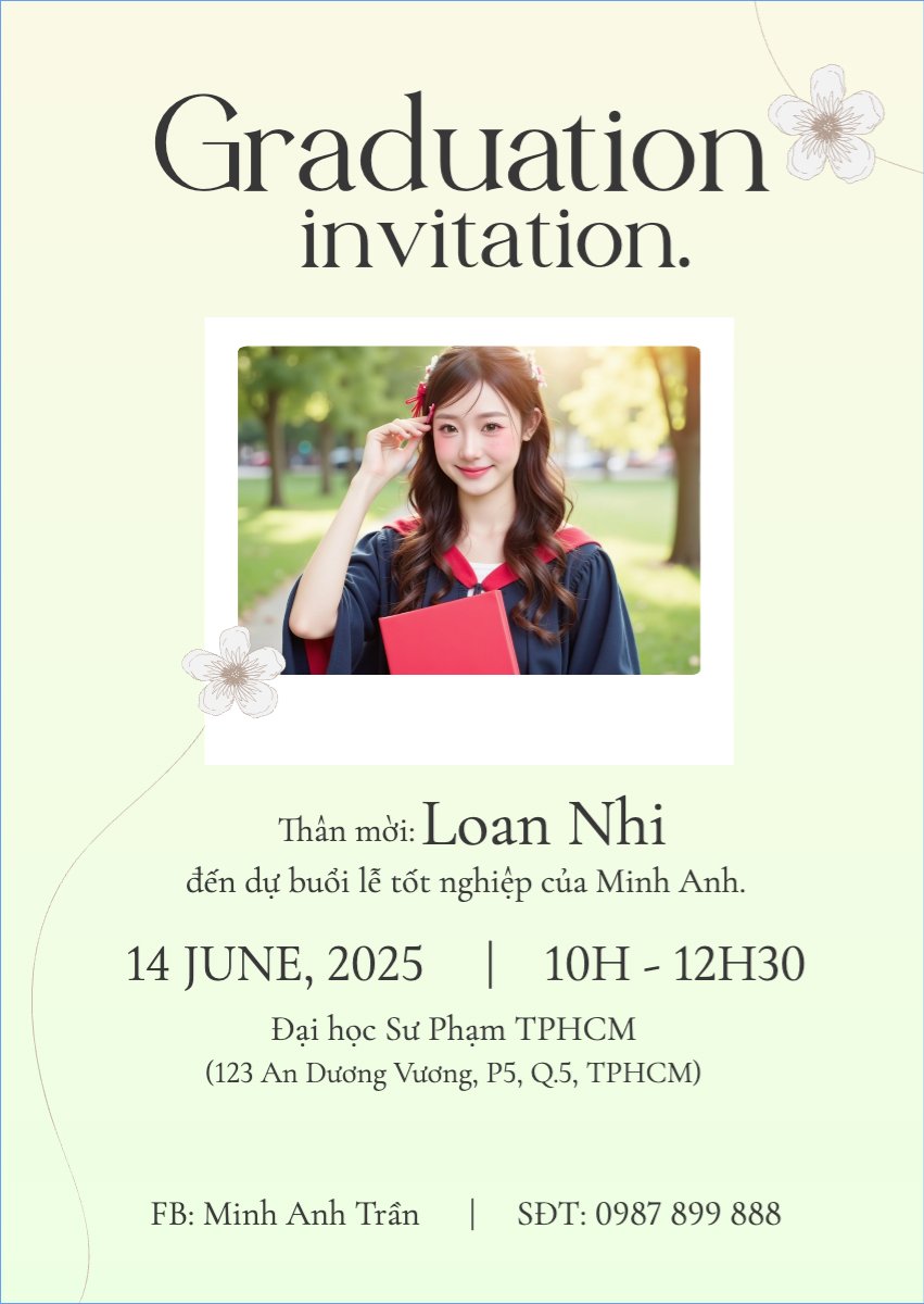 Mẫu Thư mời Tốt nghiệp, kỉ yếu, Graduation, yearbook, hiện đại, sang trọng, modern, hoa lá — LayerPic