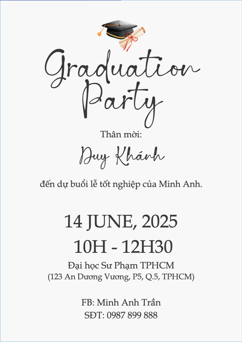 Mẫu Thư mời Tốt nghiệp, kỉ yếu, Graduation, yearbook, đơn giản, simple, minimalist, tối giản — LayerPic