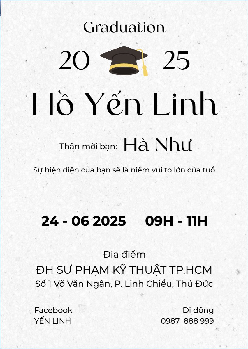 Mẫu Thư mời Tốt nghiệp, kỉ yếu, Graduation, yearbook, đơn giản, simple, minimalist, tối giản — LayerPic