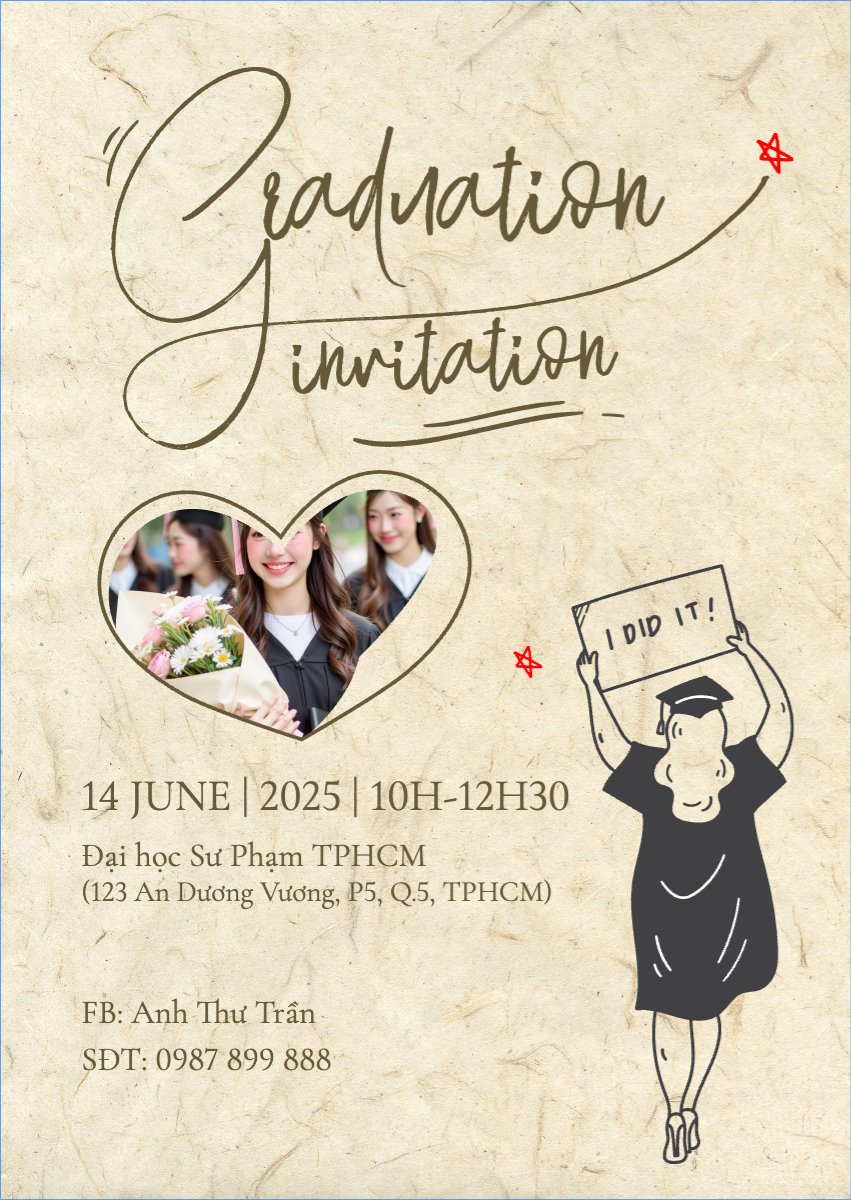 Mẫu Thư mời Tốt nghiệp, kỉ yếu, Graduation, yearbook, cổ điển, vintage, retro, classic, đơn giản — LayerPic