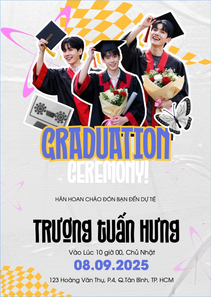 Mẫu Thư mời Tốt nghiệp, kỉ yếu, Graduation, yearbook, y2k, cổ điển, vintage, retro, classic — LayerPic