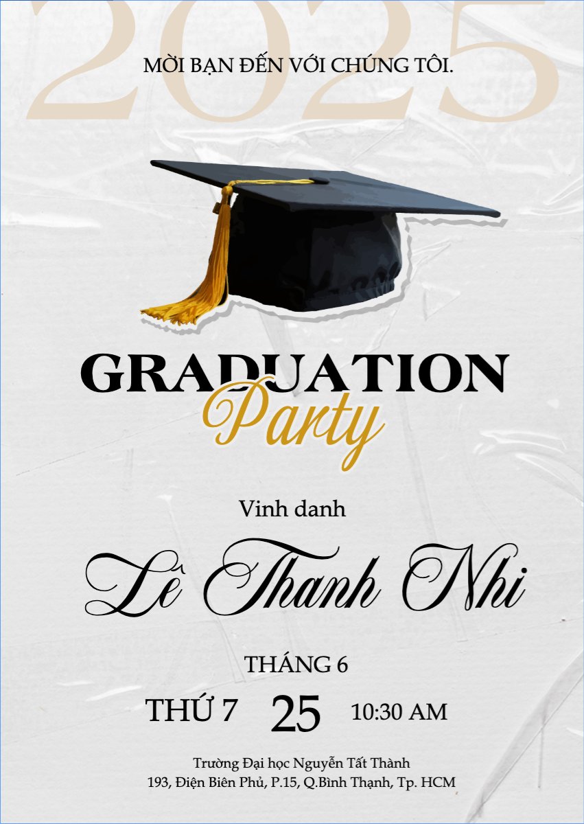 Mẫu Thư mời Tốt nghiệp, kỉ yếu, Graduation, yearbook, đơn giản, simple, minimalist, tối giản — LayerPic
