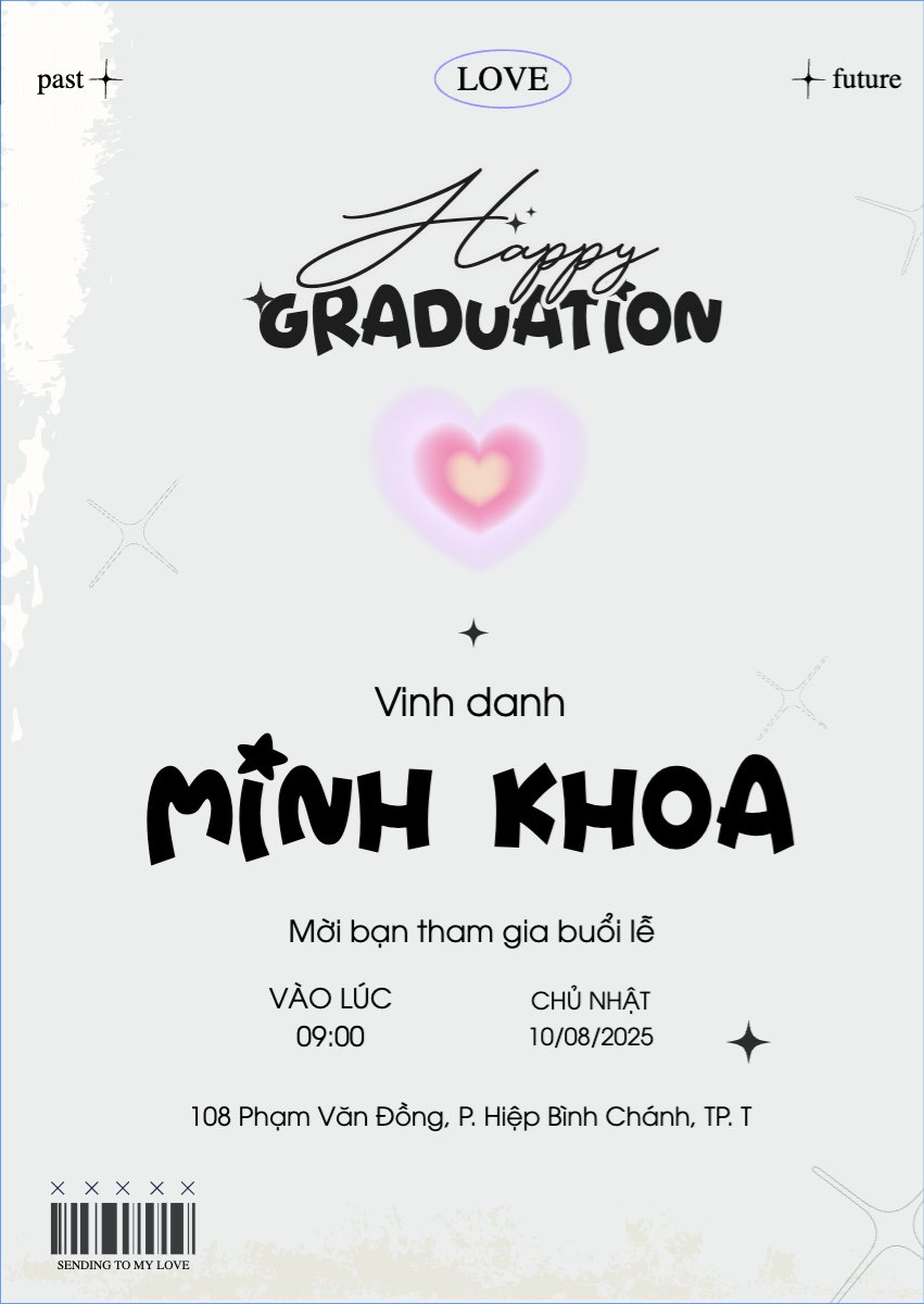 Mẫu Thư mời Tốt nghiệp, kỉ yếu, Graduation, yearbook, đơn giản, simple, minimalist, tối giản — LayerPic