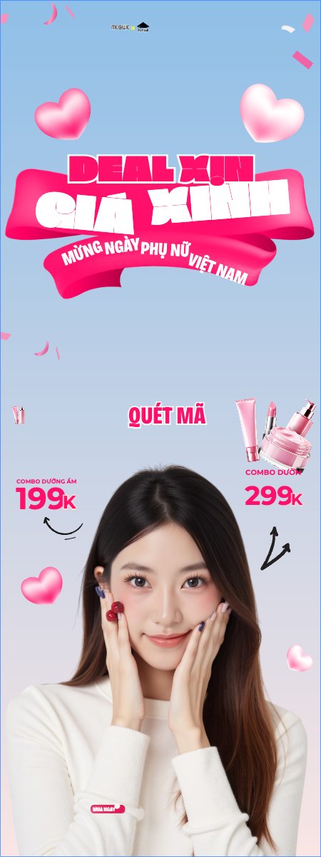 Mẫu Standee 20/10, Ngày phụ nữ Việt Nam, Vietnamese Women's Day, phụ nữ, sự kiện, event, mỹ phẩm, làm đẹp, beauty, hiện đại, modern — LayerPic