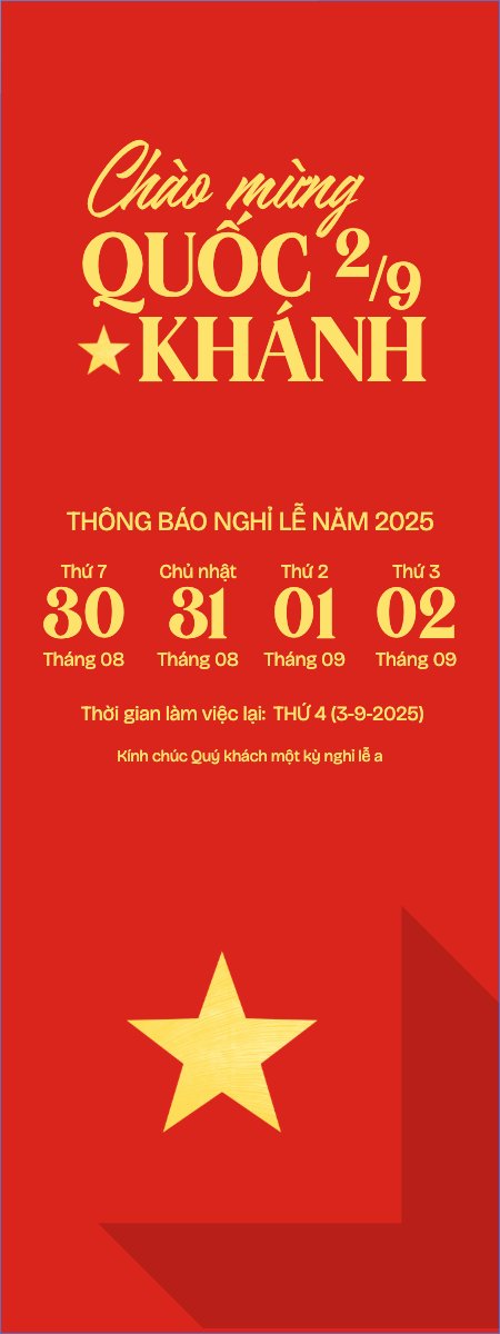 Mẫu Standee 2/9, Quốc Khánh, lễ hội, thông báo, lịch nghỉ, Việt Nam, sự kiện, event, hiện đại, modern — LayerPic