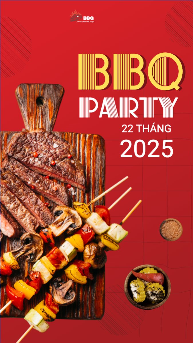 Mẫu Bài post MXH (9:16) Đồ ăn, food, thực phẩm, ẩm thực, món ăn, F&B, nhà hàng, thức ăn,grilled beef, buffet, bò nướng, bbq — LayerPic