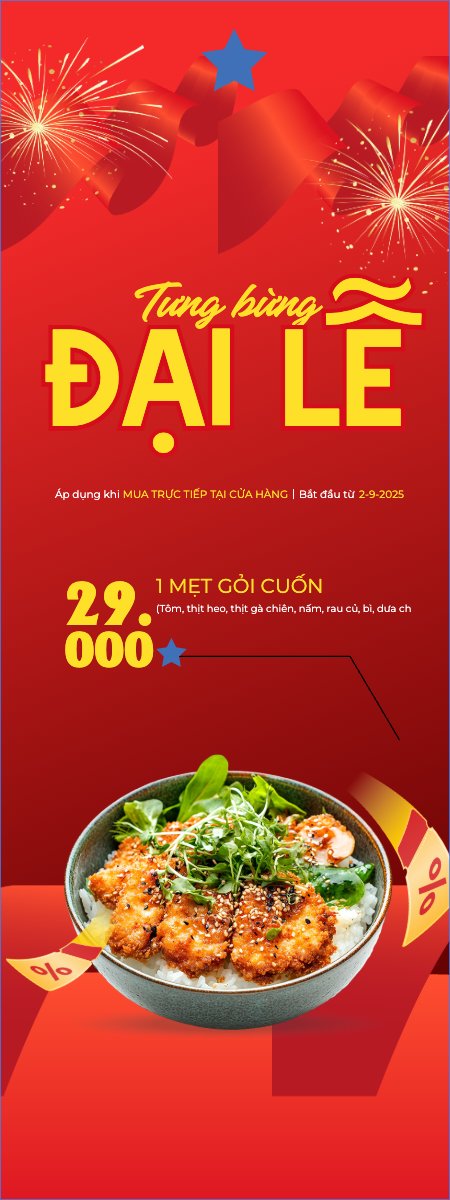 Mẫu Standee 2/9, Quốc Khánh, lễ hội, Việt Nam, đồ ăn, food, thực phẩm, ẩm thực, món ăn, F&B, thức ăn, hiện đại, modern — LayerPic