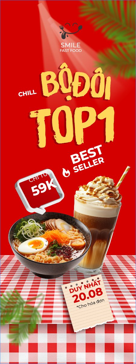 Mẫu Standee Mì, cà phê, nước uống, drink, đồ ăn, food, thực phẩm, ẩm thực, món ăn, F&B, nhà hàng, thức ăn, hiện đại — LayerPic