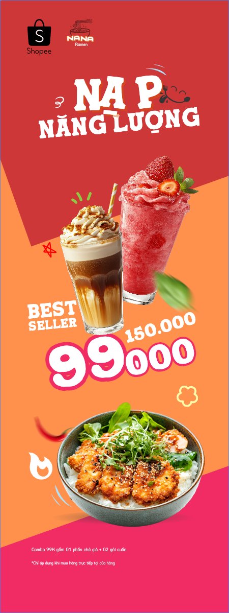 Mẫu Standee Cơm, cà phê, nước uống, đồ ăn, food, thực phẩm, ẩm thực, món ăn, F&B, nhà hàng, thức ăn, dễ thương, hiện đại — LayerPic