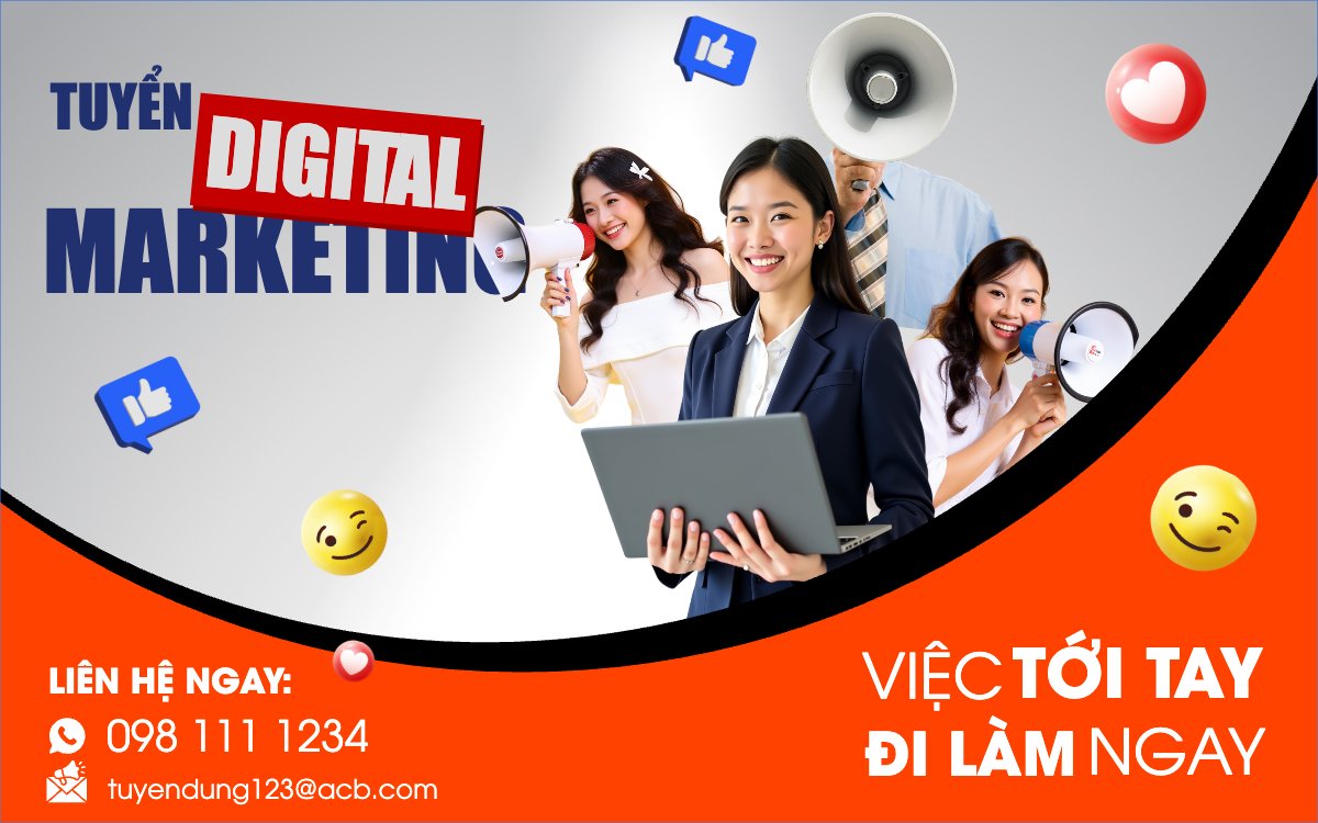 Mẫu Banner - Băng rôn Tuyển dụng digital marketing — LayerPic
