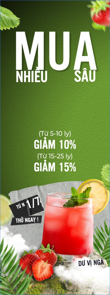 Mẫu Standee Trà dâu, nước uống, juice, giải khát, F&B, drink, cafe, coffee, cà phê, trà sữa, milk tea, hiện đại — LayerPic