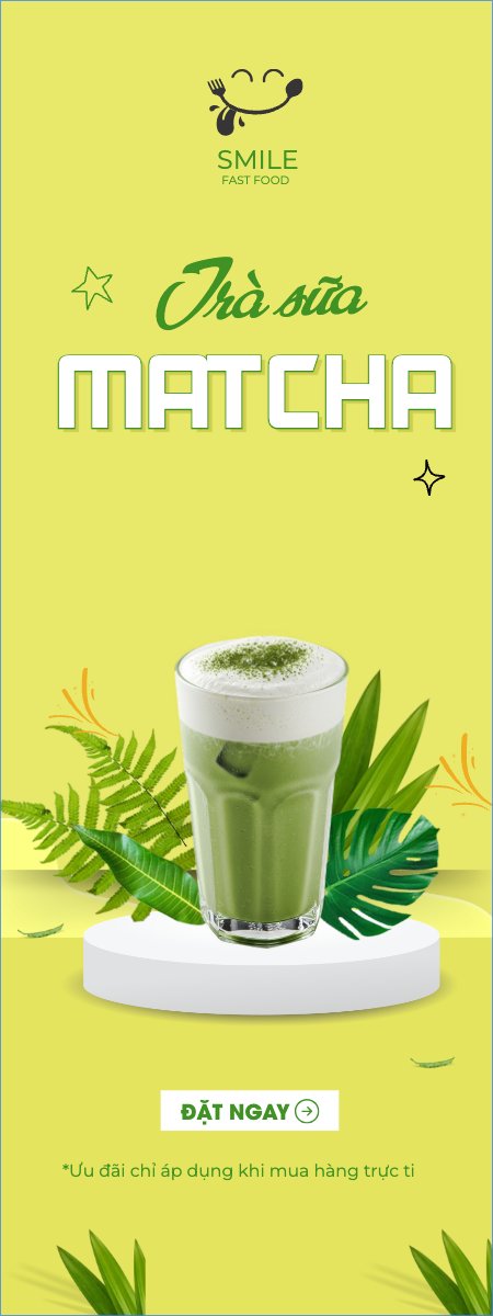 Mẫu Standee Matcha latte, trà xanh, trà sữa, milktea, nước uống, juice, giải khát, F&B, drink, hiện đại — LayerPic